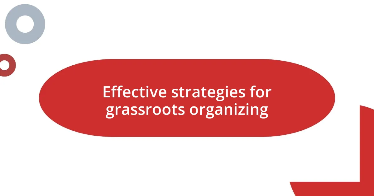 Effective strategies for grassroots organizing